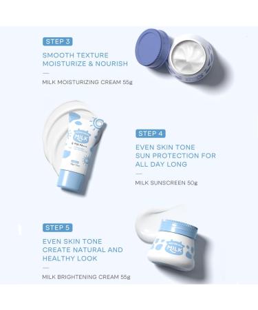 Milk Skin Care Gift Set for Teen Girls 5Pcs Deep Moisturizing Daily Facial Treatment with Cleanser Cream Sunscreen Eye Cream Face Cream - Buy Online on GoSupps.com