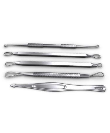 Skinapeel Premium Blackhead & Blemish Remover Kit - 5 Dermatologist-Approved Stainless Steel Tools for Acne Treatment - Travel Case with Mirror - Cure Pimples & Facial Impurities - Buy Online on GoSupps.com