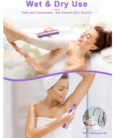 YBLNTEK Rechargeable Bikini Trimmer for Women - 2 in 1 Electric Razor for Pubic Hair Removal - Wet/Dry Use, Cordless and Washable - Purple - Buy Online on GoSupps.com