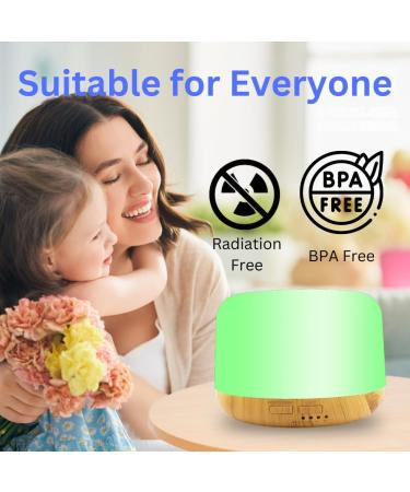 AZULON Essential Oil Diffuser 300ML Ultrasonic Aromatherapy Air Diffuser Humidifier with Remote Adjustable Mist Mode Waterless Auto Off & 7 LED Lights for Home (Wood Grain) - Buy Online on GoSupps.com