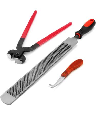 QWORK 3-Piece Professional Hoof Trimming Tool Kit | Hoof Knife Cutting Pliers & Rasp for Efficient Farrier Work | International Shipping Available - Buy Online on GoSupps.com
