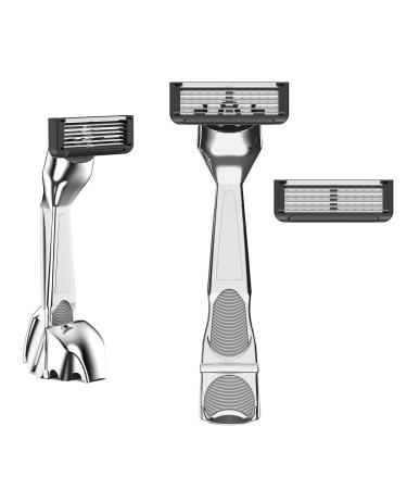 Razors for Men the First Razor with Stand and Foldable Magnetic Handle Travel Razor with 2 Blade Refills
