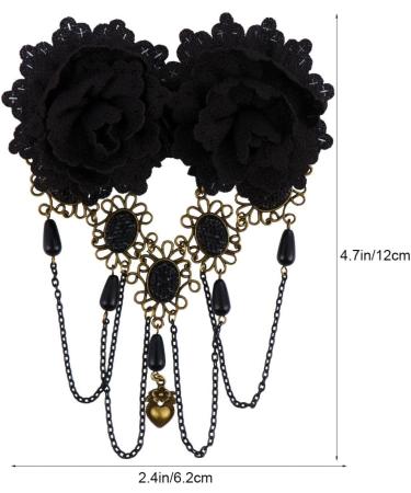 LALAFINA Gothic Chain Hairpin Gothic Hair Accessories Halloween hairpin Gothic Lace Rose Brooch Pin Rhinestone Tassel Hair Barrettes for Women Girls (Black) Halloween Hair Clips - Buy Online on GoSupps.com
