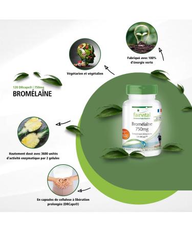 Fairvital | Bromelain 750mg - Highly dosed - VEGAN - 120 capsules - Pineapple Enzyme - Bromelain - Buy Online on GoSupps.com