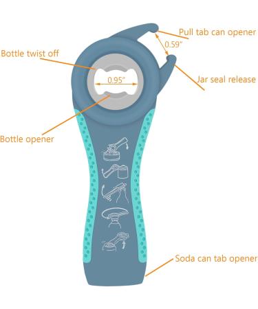 5-in-1 Glass Opener Gripper Kit | Easy Bottle Opener for Children & Seniors | Arthritis-Friendly Silicone Hand Aid - Blue - Buy Online on GoSupps.com