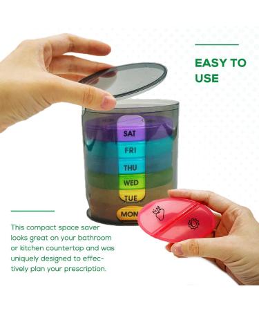 GIIYAA Weekly Pill Organizer - Portable 7 Day Pill Box with AM/PM Compartments for Vitamins & Supplements - Buy Online on GoSupps.com