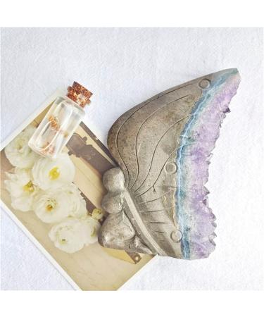 Crystal Rough Natural Crystal Rough Specimen Natural CarvedCrystal Stone Amethyst Cluster Butterfly Fairy for Home DecorStone 11-12 cm Purple - Buy Online on GoSupps.com