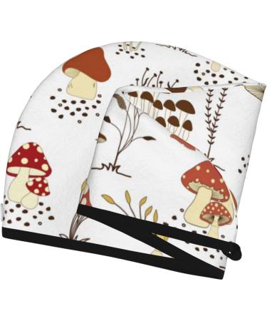 Buy Microfiber Hair Drying Cap - Mushrooms & Butterflies Design | Soft Absorbent Quick Drying Towel Wrap for Curly Long & Thick Hair - Buy Online on GoSupps.com