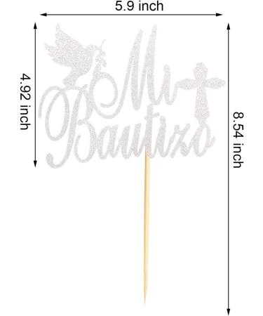 Arthsdite Spanish Mi Bautizo Cake Topper with Glitter Cross Religious God Bless Cake Toppers Picks Holy First Communion Baptism Theme Baby Shower 1st Birthday Party Decorations - Silver Glitter Silver Mi Bautizo Cake Topper - Buy Online on GoSupps.com