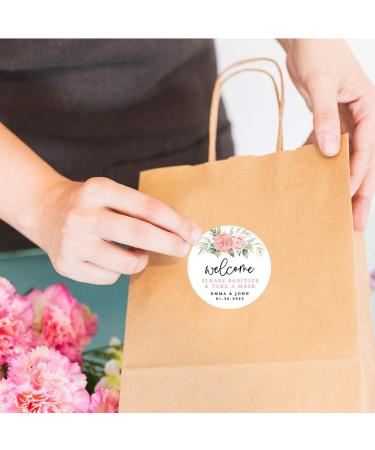 Personalized Peach Floral Wedding Hand Sanitizer & Mask Sticker Labels 120-Pack - Buy Online on GoSupps.com