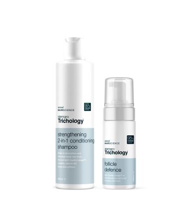 Stemgro Trichology Hair Loss Treatment for Men Kit - 2-in-1 Hair Growth Shampoo & Conditioner 300ml and Follicle Defence Foam 100ml - 97% Natural Clinically Proven Hair Regrowth Treatment with Biotin 2 Piece Set