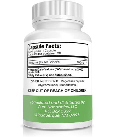 Theacrine 100mg Veg Capsules - Non Habit Forming Energy Supplement | Caffeine Alternative for Mental & Physical Focus - 30 Count - Buy Online on GoSupps.com