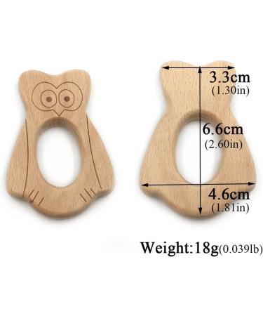 Wendysun 3pcs Cute Cartoon Owl Shape Wood Teether Set - Natural Beech Teething Toy for Babies - DIY Pendant Nursing Toy - Buy Online on GoSupps.com