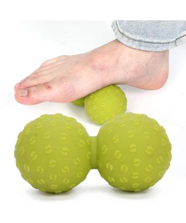 Verdant Touch Double Massage Ball - Deep Tissue Muscle Release for Leg Back & Shoulder | Yoga & Gym Fitness Ball - Green - Buy Online on GoSupps.com