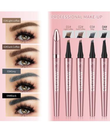 Magic Eyebrow Pencil with 4 Fork Tip 3D Microblading Eyebrow Pen Eye Brown Makeup Long-Lasting Eyebrow Pencil Long-lasting Natural Makeup Fine Stroke Magic Eyebrow Pencil Stay on All Day (Black) - Buy Online on GoSupps.com