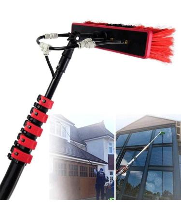 Water/Hose Fed Pole Cleaning Brush Equipment Brush Head Rotated Freely 180 Window Cleaning Brush Equipment Extendable Cleaner Conservatory Roof Cleaning Tools Brushhead35cm-18FT:5.4M Brushhead35cm 18ft:5.4m