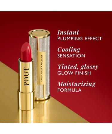 POUT by Karan Johar Tinted Plumping Lipstick - Magenta Pink | Glossy Petal Glow Finish | Buildable Moisturising Formula | Perfect for Parties | 3.5g - Buy Online on GoSupps.com