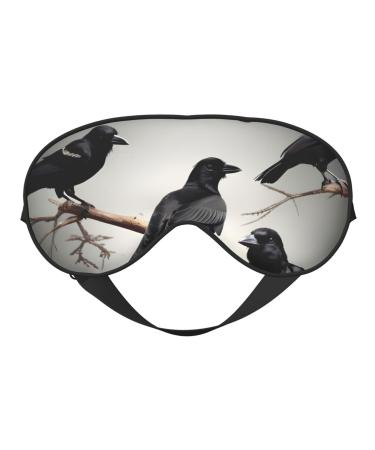 Black Crow Birds on a Branch Mask for Deep Sleep & Relaxation - Adjustable Soft & Breathable Blindfold for Travel Meditation & More