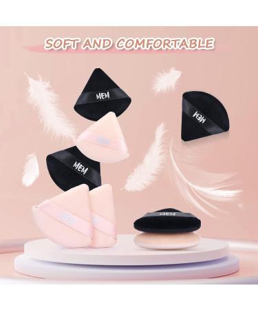 MEM Triangle Powder Puff - 8 Pcs Soft Velour Makeup Puffs for Face Powder Application | Wet & Dry Use Makeup Sponge Tools in Skin-Friendly Black&Nude - Buy Online on GoSupps.com