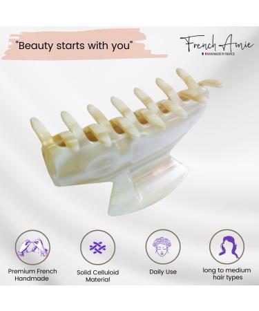 French Amie Chic Ivory Handmade Large 3 Jaw Hair Claw Clip - Durable & Styling Hair Accessory for Women - Made in France - Buy Online on GoSupps.com