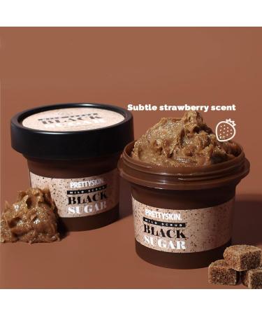 PRETTYSKIN Gentle Strawberry Scent Black Sugar Mild Scrub for Smooth & Hydrated Skin - Natural Exfoliating Scrub with Plant-Based Oils for Sensitive Skin - All Skin Types 3.52 oz - Buy Online on GoSupps.com