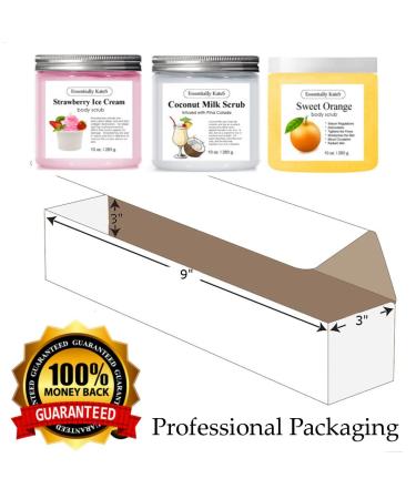 Essentially KateS Top 3 Body Scrub Set - Strawberry Ice Cream, Coconut Milk, Orange - 10 oz x 3 - Perfect Gifts for Loved Ones - Buy Online on GoSupps.com