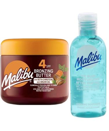 Malibu Sun care set tanning accelerator SPF 4 with betacarotene and argan oil 300 ml + aftersun gel with aloe vera 100 ml moisturizing cooling soothing