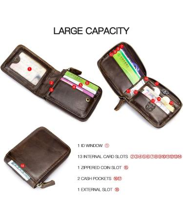 Leather Bifold Zipper Wallet for Men Travel Purse Pouch Gift Black - Buy Online on GoSupps.com