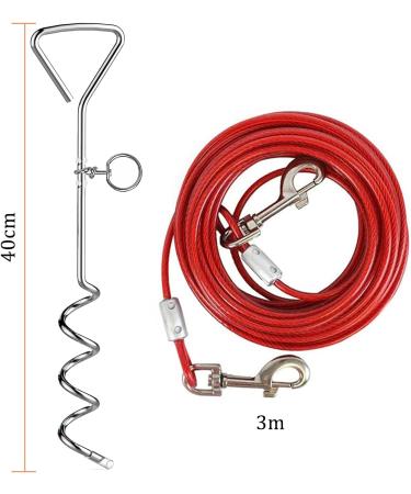 Dog Tie Out Cable and Stake Heavy Duty Dog Tie Out Stake Sturdy Dog Lead Stake Dog Camping Stake for Outdoor Yard and Camping Puppy Pet and Medium Dogs Red - Buy Online on GoSupps.com