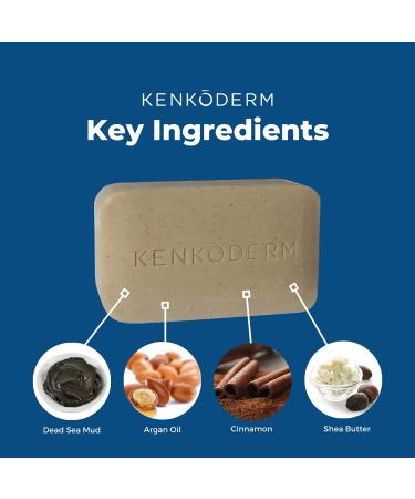 Kenkoderm Psoriasis Total Body Skin Care Bundle (4 Packs) Dead Sea Mud Soap 4.25 oz Mineral Salt Soap Bar 4.25 oz & Moisturizing Cream 10 oz Dermatologist Developed Fragrance & Color Free - Buy Online on GoSupps.com