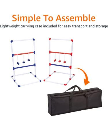 Amazon Basics Ladder Toss Outdoor Lawn Game Set with Soft Carrying Case - Red/Blue - 22 x 26 x 38 Inches - Buy Online on GoSupps.com
