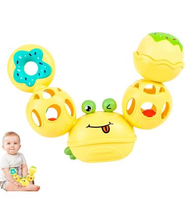 Appoo Rattleball for Babies - Soft Crab-Shaped Sensory Toy Easy-to-Hold Bite Ring for Teething & Exploration - Yellow Baby Ball - Buy Online on GoSupps.com