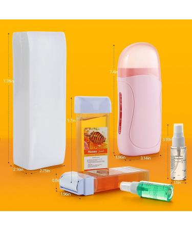 Roll On Wax Roller Kit for Hair Removal - Portable Waxing Kit with 2 Honey Roller Wax Cartridges & 100 Wax Strips - Large Area Hair Removal at Home - Buy Online on GoSupps.com