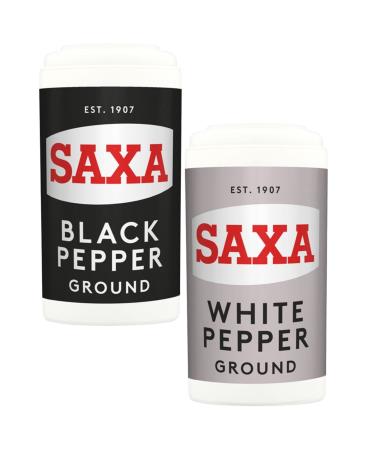 Ground Pepper Bundle with Ground Black Pepper 25g and Ground White Pepper 25g Saxa Combo (2 Pack)
