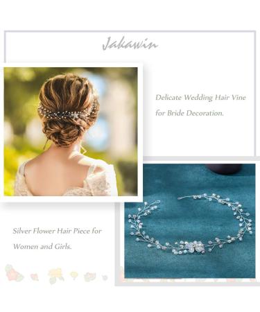 Jakawin Silver Flower Hair Vine for Bride - Bridal Wedding Headpiece HV067 - Buy Online on GoSupps.com
