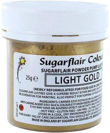 Sugarflair Light Gold E171 Free Edible Glitter Dust Powder Pump Refill - Food Colouring Powder Edible Colour Dust Brush On or Add Rejuvenator for a Paint Effect - 25g - Buy Online on GoSupps.com