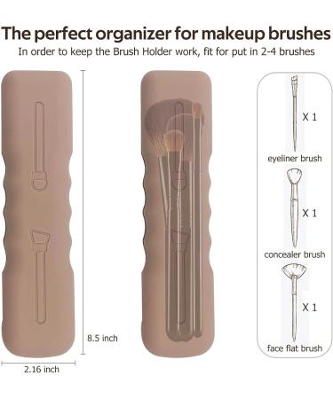 Travel Makeup Brush Holder - Magnetic Silicone Organizer | Portable & Easy-to-Clean Storage Box (Brown) - Buy PB-01 Online - Buy Online on GoSupps.com