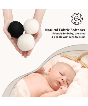 Daily Treasures 12PC Organic Wool Raccoon Set & 2PC Animal Hair Remover - Natural Wool Dryer Balls for Sensitive Skin | Reduce Folds White & Black - Buy Online on GoSupps.com