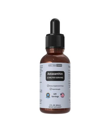 Astaxanthin Liquid Drops Infused with Cold Pressed Extra Virgin Olive Oil 12mg per Serving Natural Antioxidant Support 2 fl oz Dropper Bottle Vegan Non-GMO