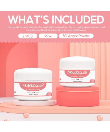 PEACECOLOR 2 x 8g Pink Acrylic Powder for Nail Extension 3D Carving French Nails Acrylic Nails Supplies AC-25 - Buy Online on GoSupps.com