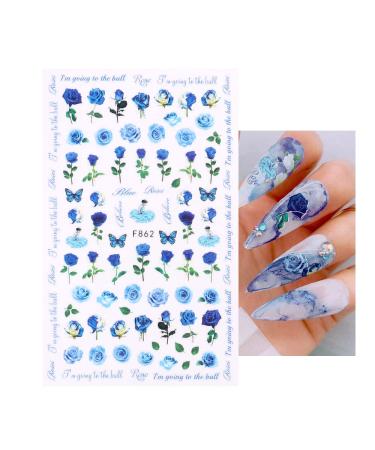 10 Sheets Red Rose Nail Art Stickers Decals - Self-Adhesive Manicure Tips for Women & Girls - Buy Online on GoSupps.com