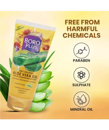 Boro Plus Aloe Vera Gel with Haldi Chandan & Kesar - 150ml | Hydrating Skincare for All Skin Types - Buy Online Internationally - Buy Online on GoSupps.com