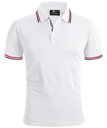 Swisswell men polo shirt briefly breathable tennis golf polo summer leisure sport quick drying t-shirts regular fit 1852 white xxl