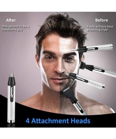 KouRy 4-in-1 USB Rechargeable Ear & Nose Hair Trimmer | Professional Waterproof Electric Eyebrow & Facial Hair Clipper with Stainless Steel Blade - Buy Online on GoSupps.com