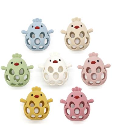 KIAANS BPA Free Silicone Chick Teether Toy | Baby Teething & Grasping Toy - Beige Safe for Infants - Buy Online on GoSupps.com