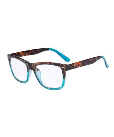 Eyekepper Readers Square Large Lenses Spring-Hinges Reading Glasses Women Tortoise/Blue +1.50 Tortoise/Blue 1.5 x