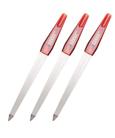 LUXXII (3 Pack) 6.75 inch Stainless Steel Sapphire Nail File for Fingernails Toenails Scraping Strengthening Finger Manicure File