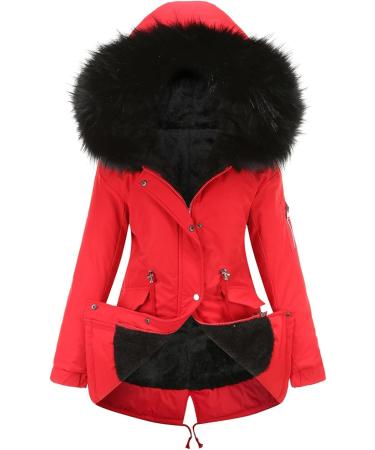 Hanxiulin Women s Plush Fleece Jacket | Warm Windproof Winter Coat | Cuddly Thick Hoodie | XXL Red - Buy Online on GoSupps.com