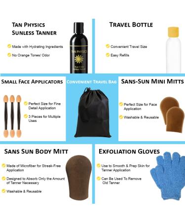 Tan Physics True Color Sunless Tanner 11pc Deluxe Bundle | Includes Travel Bag, Gloves, Application Mitt, Detail Applicator Tanner | Top Rated Self Tanner Set - Buy Online on GoSupps.com