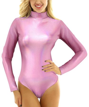 Buy Women's Metallic Liquid Glossy Long Arm Dance Leotard | Stylish Black Jumpsuit for Ballet & Gymnastics - International Shipping Available - Buy Online on GoSupps.com